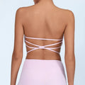 Girlfriend Collective Women's Sexy Cross Back Sports Bra Bandeau Top for Fitness & Gym Strapless Yoga Sports Tube Top