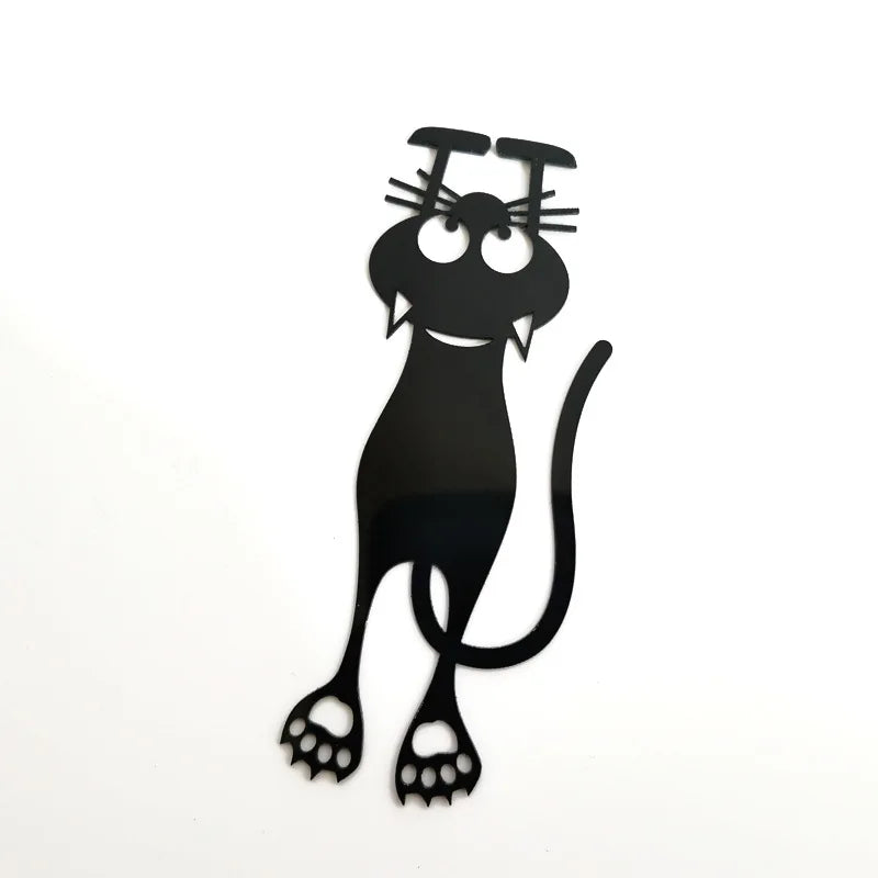 Creative Hollow Plastic Bookmarks for Kittens Hollow-Out Bookmark Black Bookmark Hung by Kitten