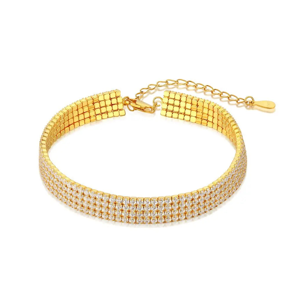 2023 New Design Jewelry Womens 925 Sterling Silver Charm Cubic Zirconia Adjustable Tennis Bracelet Women Chain With Pendant