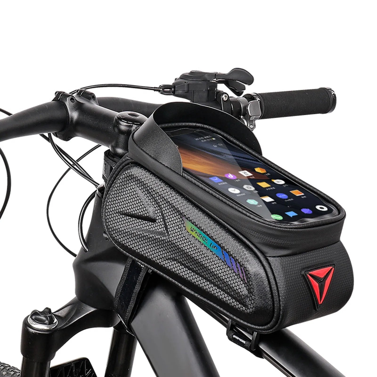 Bicycle Top Tube Bag EVA Waterproof Bike Beam Bag with Reflective Strip Bicycle Frame Pouch Cycling Bag for Mountain Road Bike