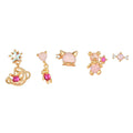 5Pcs Pink Bear Collection Earrings Niche Design Premium Stud Earrings 18K Gold Plated Jewelry