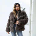 Luxurious Fur Jacket Women Cropped Fox Fur Coat Customizable Real Fur Coats
