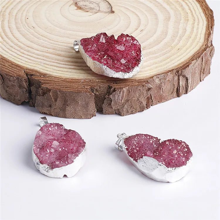 HZ Manufactory Wholesale electroplate agate druzy pendant tassel stones and crystals