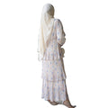 2023 Dubai Modest Fashion Floral Print Ruffled Maxi Chiffon Dress Hijab Abaya Muslim Eid Robe Pleat Islamic Clothing Women Gown