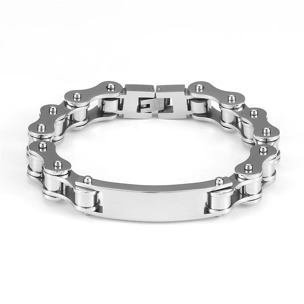 Wholesale Blank Tag Bike / Bicycle Chain Bracelet Stainless Steel Bar Bracelet for Laser / Engraving logo