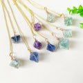 Wholesale Natural Wire Wrapped Fluorite Octahedron Pendant for Gift