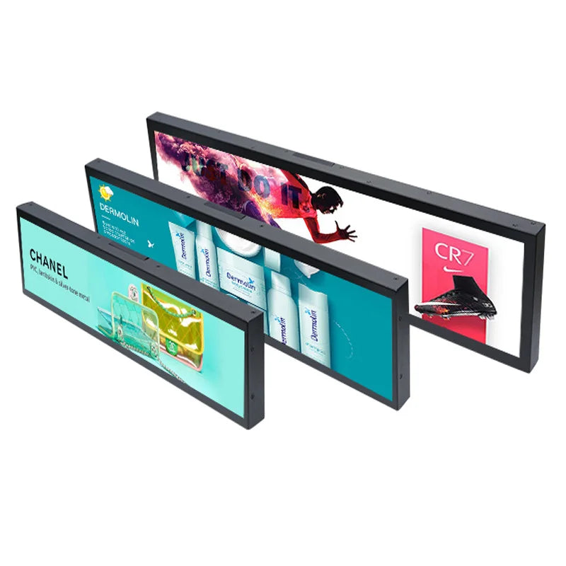 Ads Video Shelf Edge Stretched Bar Lcd Screen Market Shopping Digital Signage Led Display Shelf Advertising Display