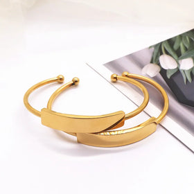 Stainless Steel 18K Gold C-Shaped Irregular Durable Fashionable Bracelet Jewelry Findings Components Personalized Engraved Name