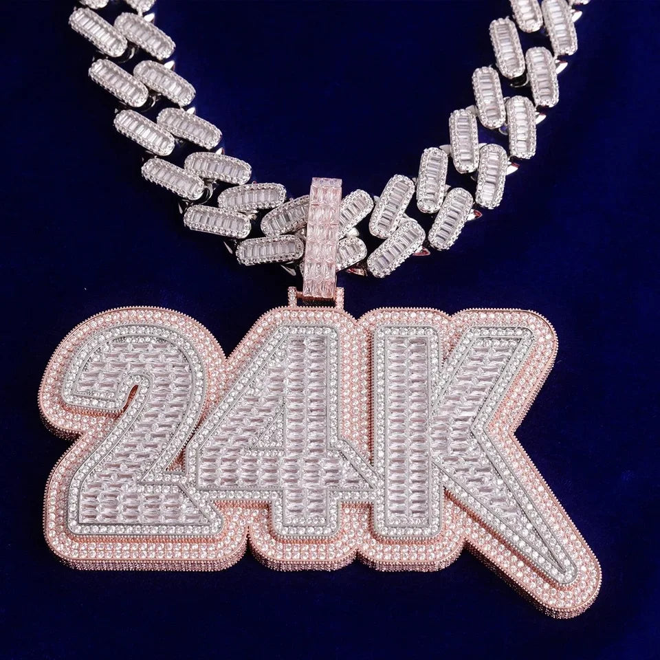 3D Gold-Plated Alphabet Logo Hip Hop Style Zircon Pave Set Chunky Rope Chain Men's Necklace