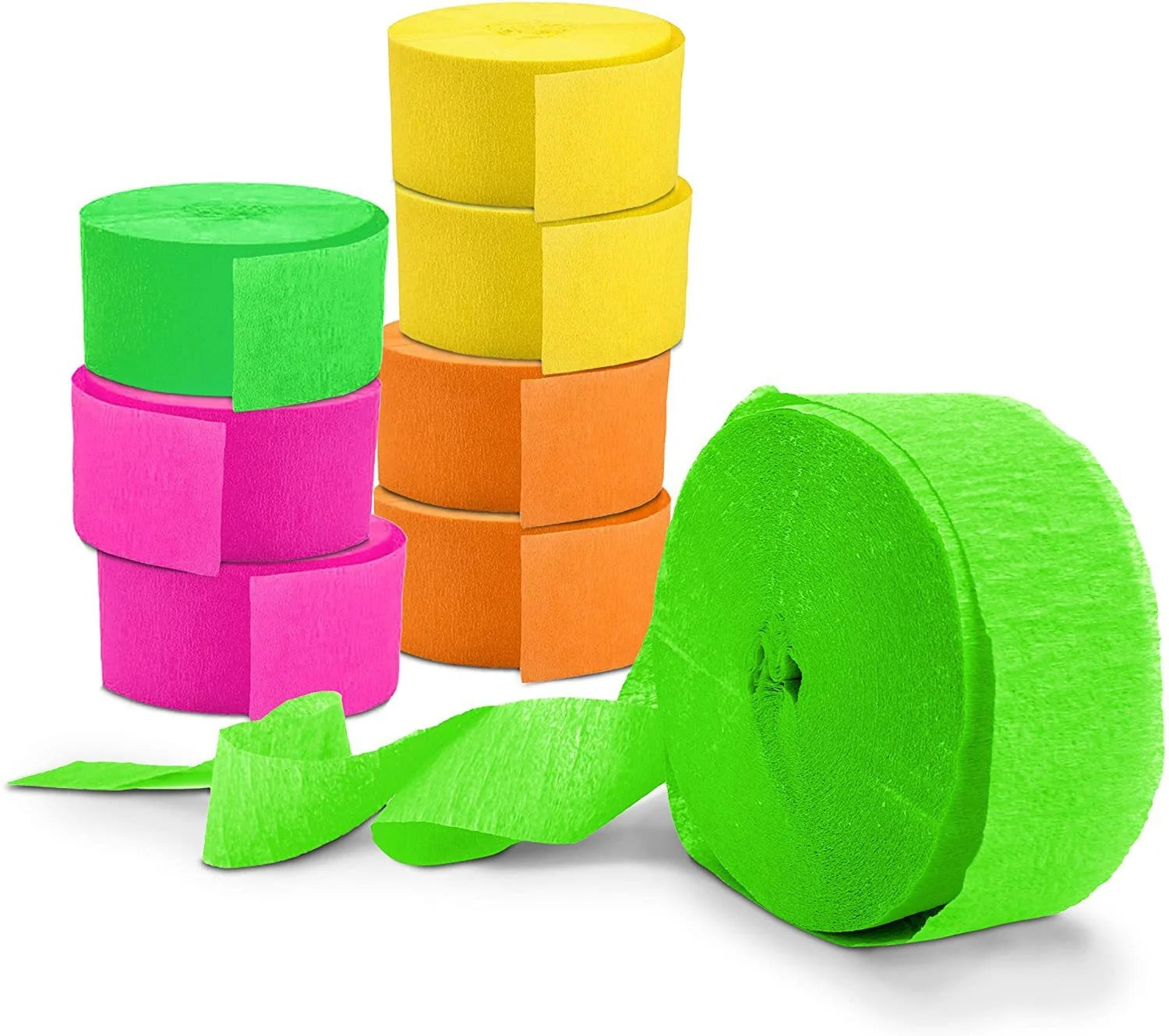Luminous Neon Party Supplies Black Light Party Decorations Glow Crepe Paper Fluorescent Neon Paper Streamers