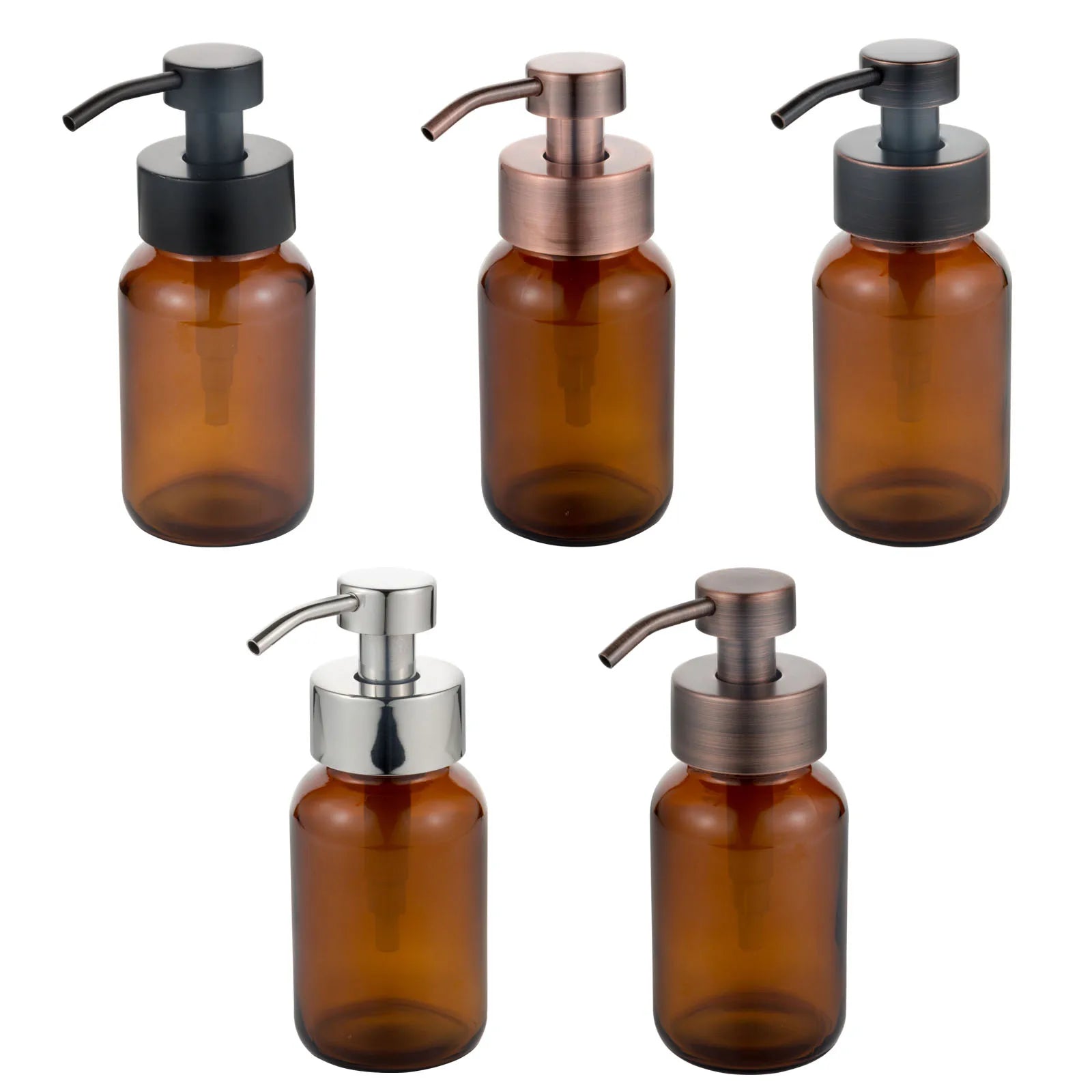 Factory Made 200Ml 300Ml Plastic Amber Pump Glass 500Ml Wide Mouth Square Amber Glass Bottle Hand Soap With Gold Pump