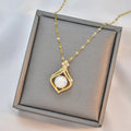 Fashion Clavicle Chain Birthday Jewelry Pearl Necklace for Women Girl Stainless Steel Water Drop Pearl Pendant Necklace