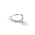 Dainty Pearl Stacking Dangle Ring Solid 925 Sterling Silver Freshwater Pearl Dangle Ring