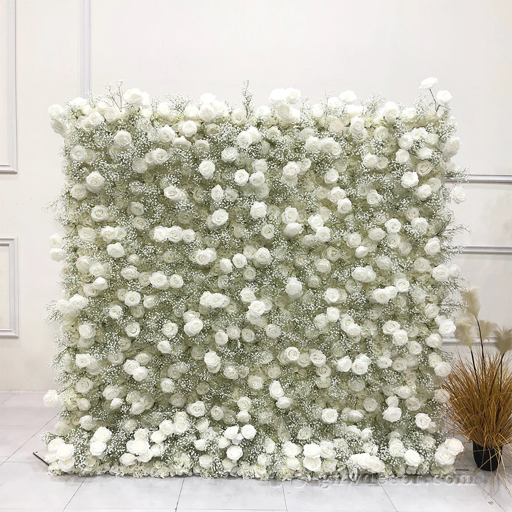 Wholesale Custom Baby Breath Wall Wedding Supplies Decoration Rose Backdrop Silk Artificial Wedding Decorative Flower Wall