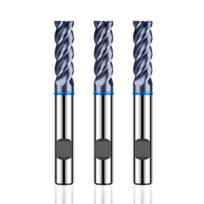 Azzkor TGB Weldon Shank Solid Carbide High Precision 4 Flute Flat End Mill HRC58 Square