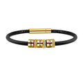 Customized Open Stainless Steel Birthstone Leaf Charms Name Beads Bracelet Bangles for Mother