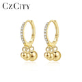 LUOTEEMI Elegant Earing Silver Designer Fashion Woman Dangling Ball New Lady Gold Plated Hoop Earrings