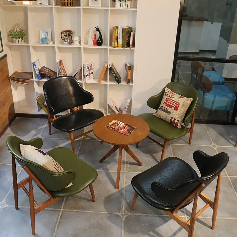 Restaurant Furniture Sets Cafe Leather Wooden Dining Chair and Table Sets