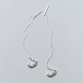 Gingko Leaf Pendant 18K Gold Plated Ear Threader 925 Sterling Silver Long Chain Dangle Drop Earrings Fashion Jewelry for Women