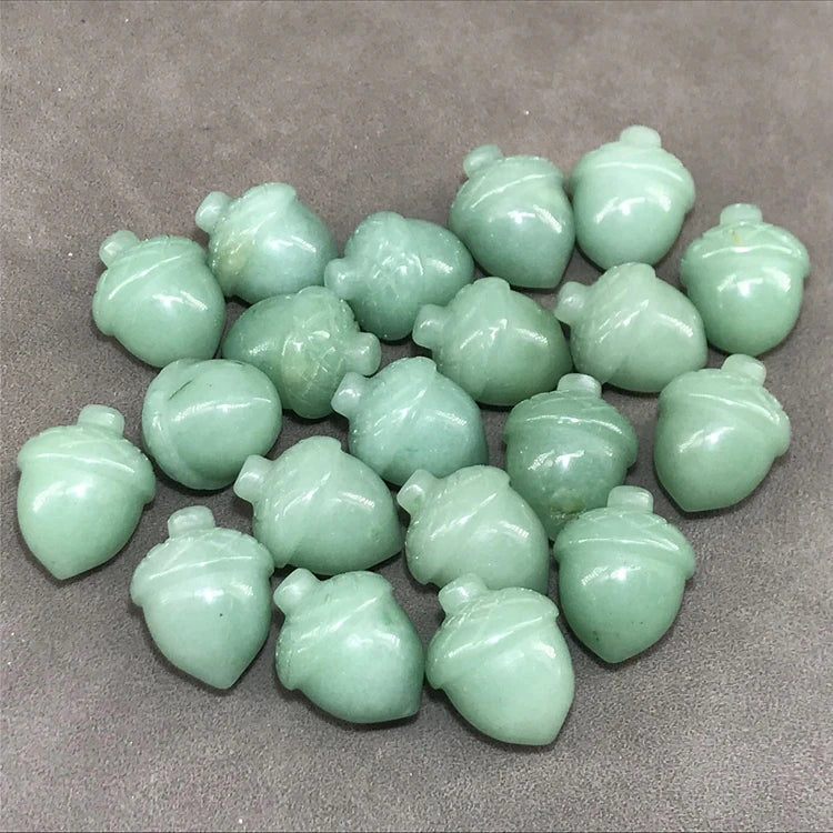 Gems Wholesale Natural Gemstone Crystal Hazelnut Quartz Stone Acorn Mix Colorful Quartz Carving Small Green Aventurine Pine Nuts