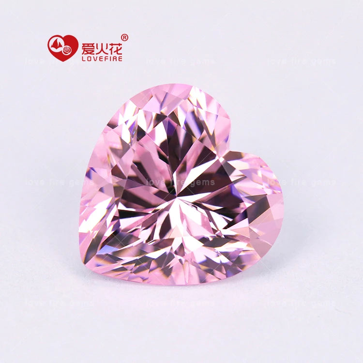 All Sizes 5a Loose Gemstones Brilliant Cut Light pink Cz Zircon Stones Price Heart Cut Synthetic Cz