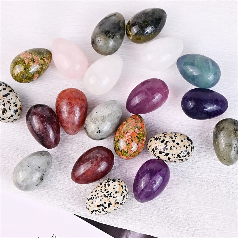 Mixed Materials Crystal Massage Eggs Natural Healing Labradorite Unkaite Egg for Meditation