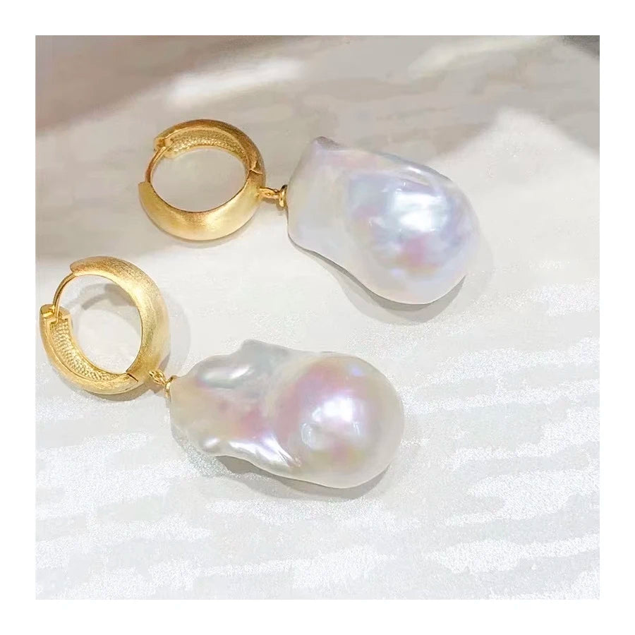 Wholesale Fashion Jewelry Edison Gold Jewelry 18k Gold Plated Earrings Baroque Pearls Earrings