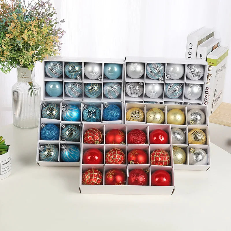 Painting Glittering Shatterproof Christmas Ball Party Decorative Hanging Christmas Ornaments Baubles Set for Xmas Tree