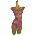 Sexy Off Shoulder Party Celebration Performance One Piece Dress Women See Through Evening Gowns Bodycon Club Rhinestone Dress