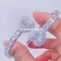 Pass Diamond Tester Moissanite Hip Hop Jewelry 925 Sterling Silver White Gold Plated Heart Baguette Moissanite Bangle Bracelet