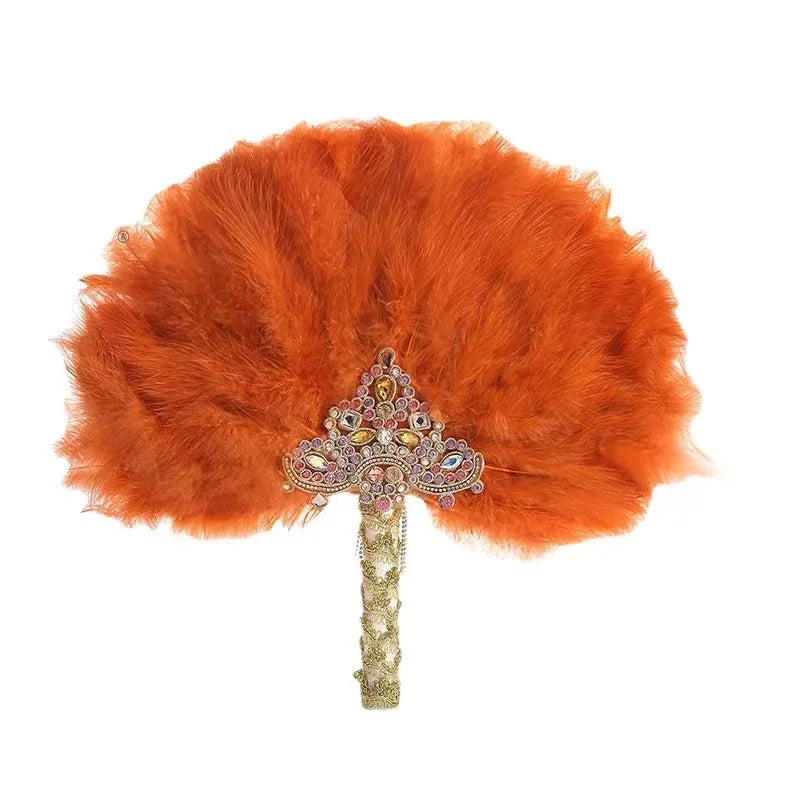 11 Colors Available Prime Quality Dyed Turkey Feather Fashion Africa Bridal Wedding Hand Fans SHC Brand China