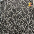 New Style Eco-Friendly 100% Polyester Milk White Sequins Bridal Embroidered Mesh Lace Fabric XM-BF0702