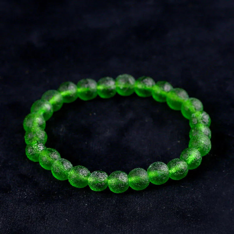 Rough Czech Green Moldavite Meteorite Bracelet Blue Green Red Yellow Meteorite Beaded Crystal Stretch Bracelets for Women Men