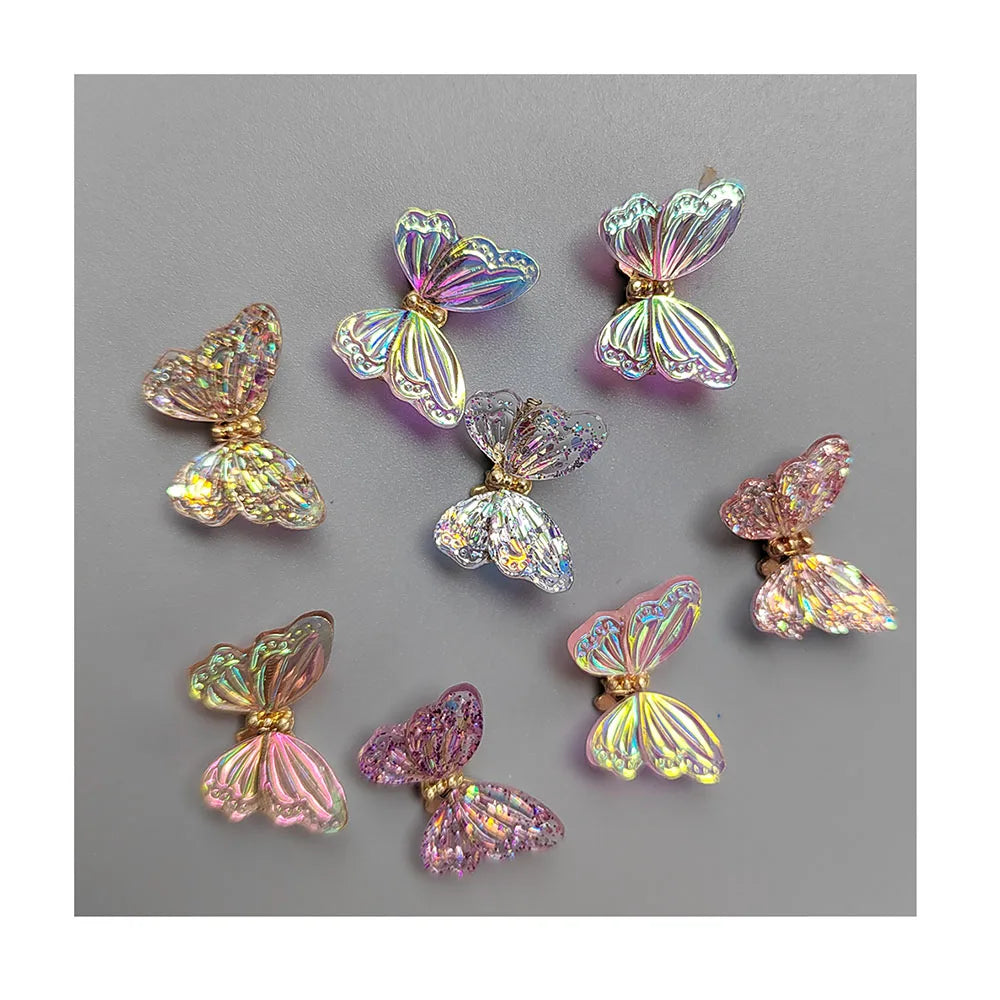 Resin Bling Colorful Clear Butterfly Flatback Cabochon Rhinestone Ornaments DIY Wedding Applique Crafts