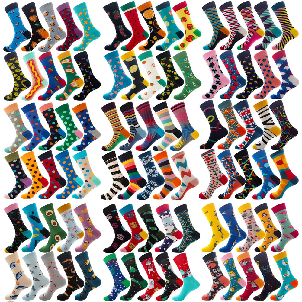 Wholesale High Quality Winter Socks Full Cotton Jacquard Dress Socks Colorful Festival Crazy Funny Women Men Crew Socks