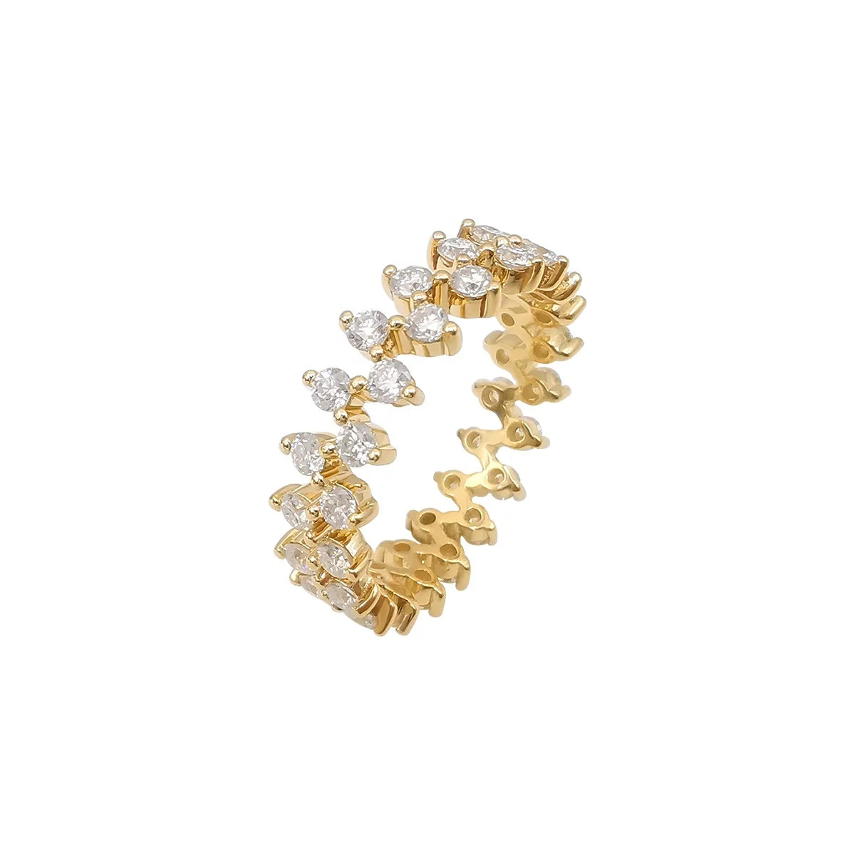 14k Yellow Gold Trendy Fine Jewelry Ring Full Lab Grown Diamond for Wedding Engagement Party and Anniversary Gift