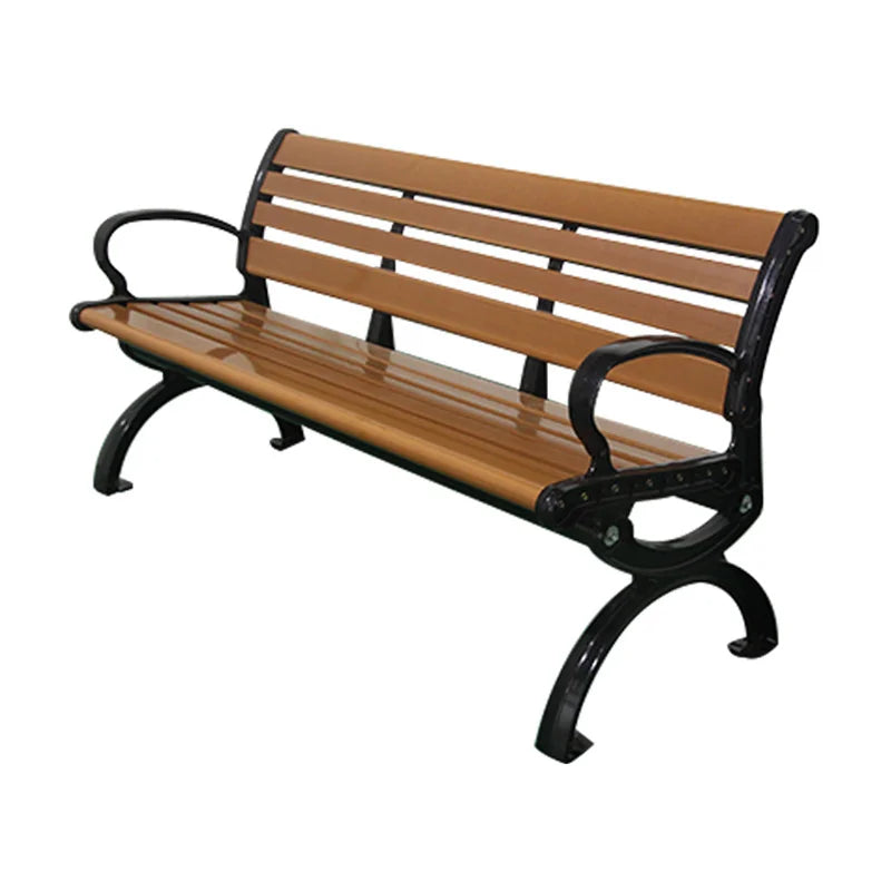 Outdoor Furniture Vintage Cast Iron Leg Wood Plastic Composite Bench Seat Outside Park Bench Chair Out Door Garden Bench Seating