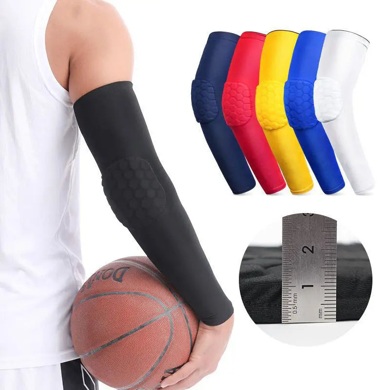 Wholesale Custom Gym Sports protection Basketball Honeycomb Compression Anti slip Arm Sleeves with Elbow Brace Arm Sleeve