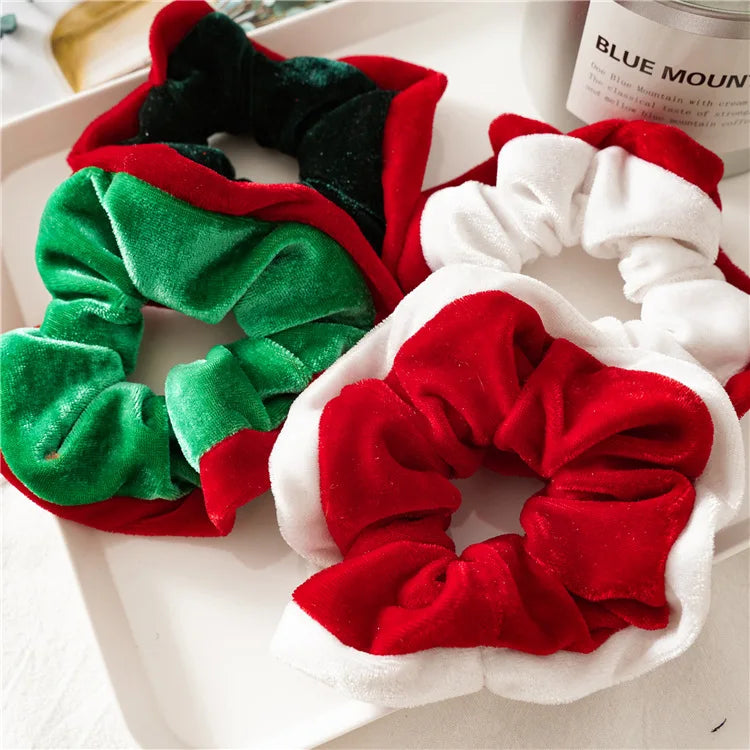 New Arrival Christmas Velvet Scrunchies Hairband Red Green Assorted Colors Hair Tie
