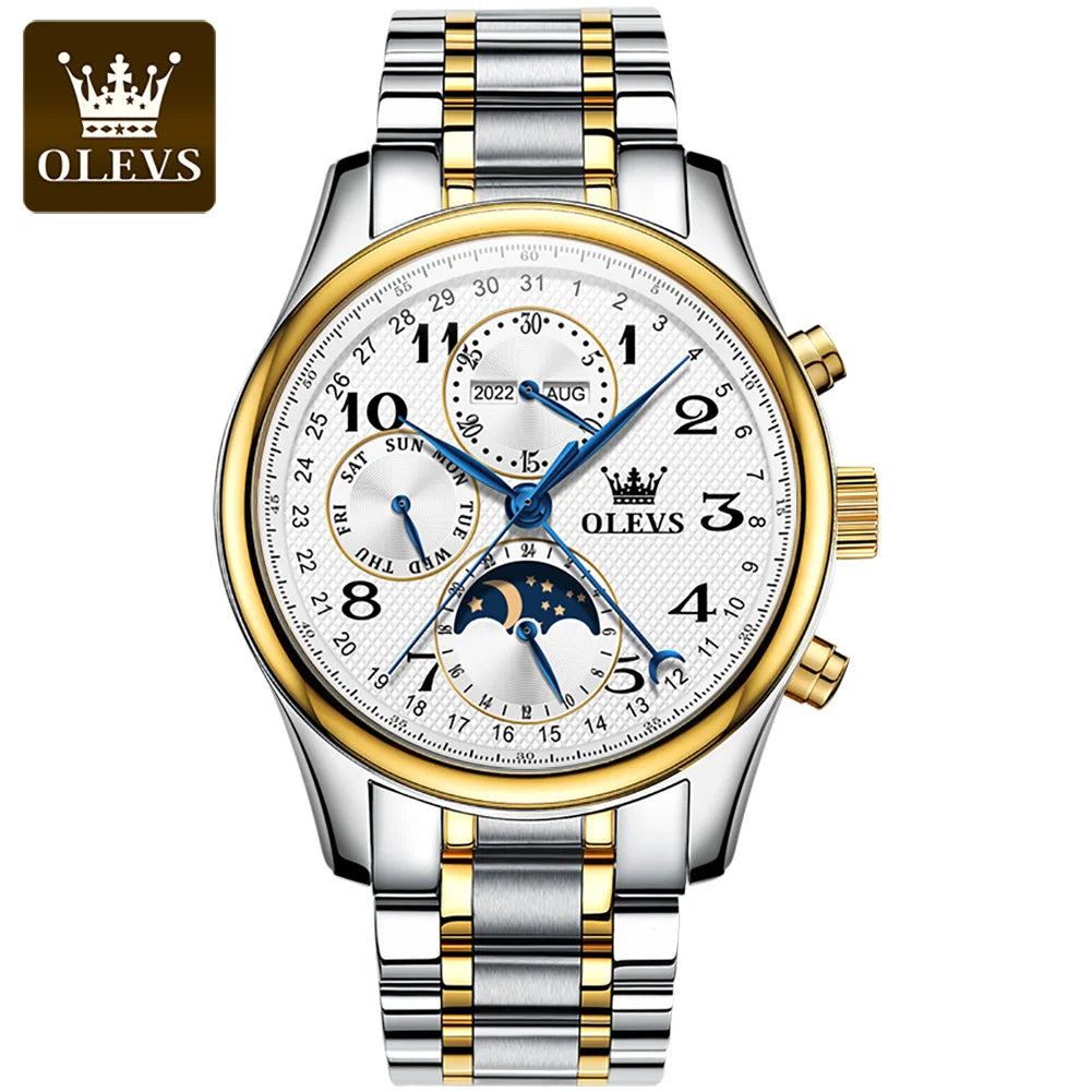OLEVS 6667 Good Quality Coated Glass Man Luxury Fashion Classic OEM Mechanical Discount moon phase Automatic Watch