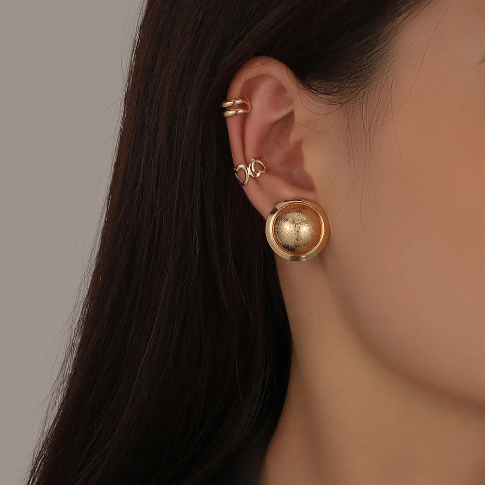 Fashion 3pcs/set Non Pierced Gold Cuff Earring Jewelry Women 18K Gold Plated No Piercing Ear Hole Cuff Clip on Earrings