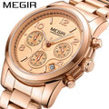 Megir 2057 Lady Watch New Fashion Quartz Full Steel Women Girls Watches Simple Waterproof Ladies Wristwatch Relogio Feminino