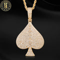 Full Iced Out Zircon Heart Shape Pendant Brass AAAAA CZ Playing Card Pendant Necklace Luxury Diamond Hip Hop Jewelry