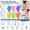 Customized Logo Five Finger Exfoliating Shower Gloves OEM ODM Bath Body Scrub Mitt for Skin Cleansing