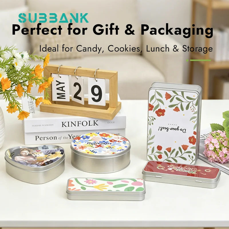Subbank Sublimation Blank Wholesale New square Gift Metal Box Customized Sublimation Heat Transfer Metal Lunch Box