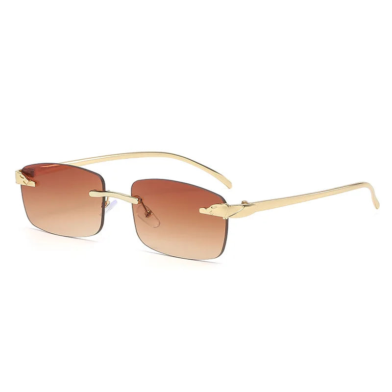 GWTNN OEM Gafas De Sol Degradado Leo Metal Frame Rectangle Rimless Sunglasses Men