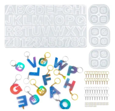 Alphabet Keychain Resin Molds with Hole 12 Zodiac Sign Silicone Resin Molds Large Letter Resin Silicone Molds DIY Jewelry