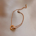 Exquisite Cz Hollow Double Interlock Circle  Adjustable Crystal Round Circle Charm