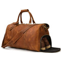 Men's Crazy Horse Genuine Leather Gym Sports Duffle Bag Vintage Style Travel Luggage with Zipper Closure