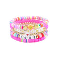 Taylor Unisex Hand-Designed Heart Stretch Acrylic Resin Beaded Friendship Bracelet with Bezel Setting Beach Wind Trendy Gift